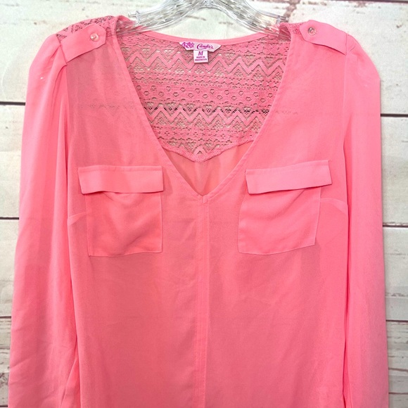 Candie’s Coral Button Blouse - Medium - Picture 3 of 12